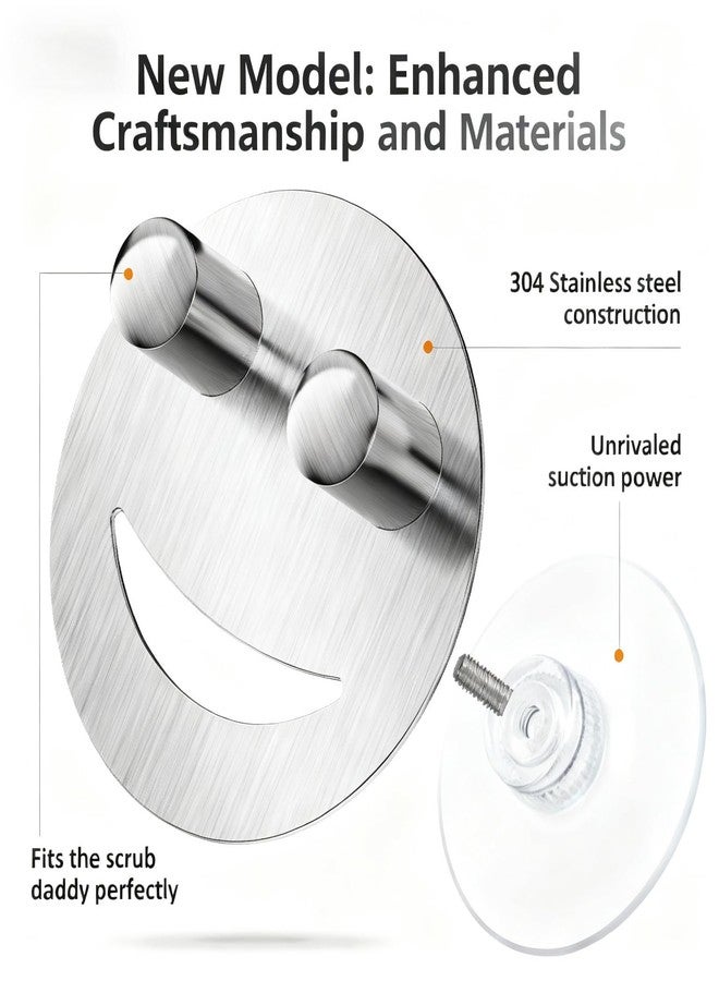 Yoshiky Stainless Steel Smiley Face Dish Sponge Holder, Silver Sink Caddy Organizer Storage with Suction Cup for Kitchen, Kitchen Sink Accessories Decor Scrubber Holder with Gift Box - Image 2